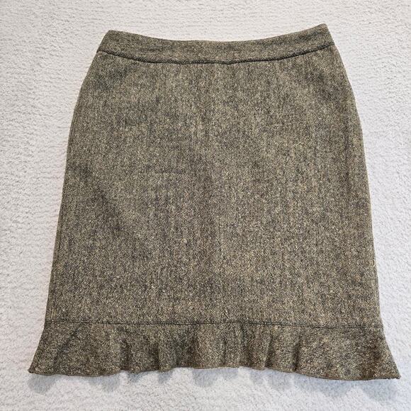 Club Monaco Brown Tweed Pencil Skirt Wool Silk Blend Sz 8 Dark Academia - Picture 1 of 12
